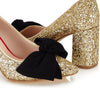 Bow Pump Heel - Gold Glitter