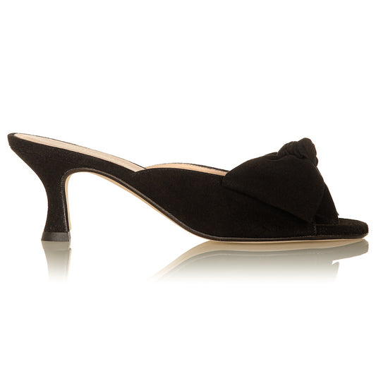 Bow Peep Toe Kitten Heel - Black