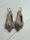 ReSELL - Bow Flat Slingback Shoe - Gold/Grey 39