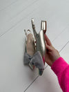 ReSELL - Bow Flat Slingback Shoe - Gold/Grey 39
