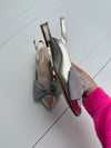 ReSELL - Bow Flat Slingback Shoe - Gold/Grey 39