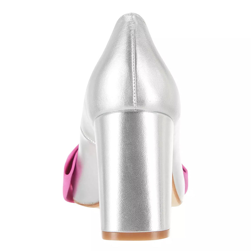 Oversized Bow Pump - Silver/Pink