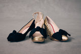 Oversized Bow Platform - Gold Croc/Black