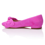 Bow Flat - Pink Suede