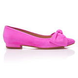 Bow Flat - Pink Suede