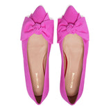 Bow Flat - Pink Suede