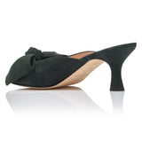 Bow Peep Toe Kitten Heel - Forest Suede