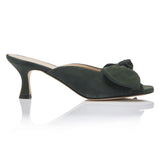 Bow Peep Toe Kitten Heel - Forest Suede