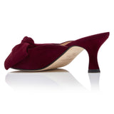 Bow Peep Toe Kitten Heel - Burgundy Suede