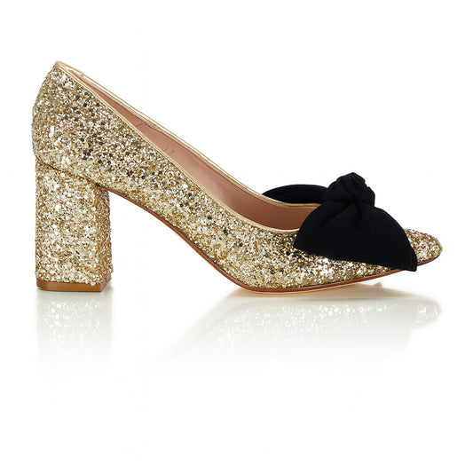 Bow Pump Heel - Gold Glitter
