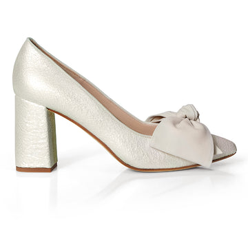 Bow Pump Heel - Pearlescent Ivory