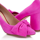 Bow Pump - Pink Suede