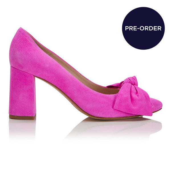 Bow Pump - Pink Suede