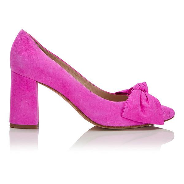 Bow Pump - Pink Suede