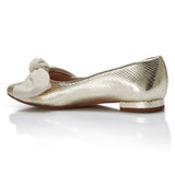 Bow Flat - Gold Python/Ivory Suede