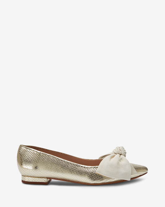 Bow Flat - Gold Python/Ivory