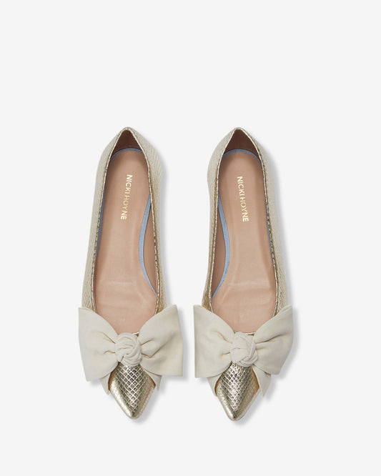 Bow Flat - Gold Python/Ivory
