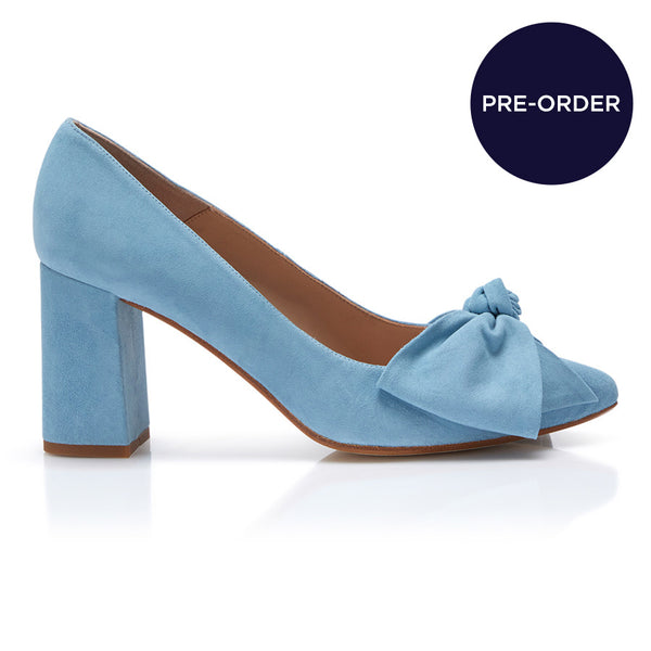 Bow Pump - Blue Suede