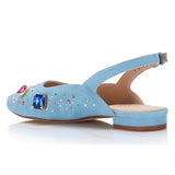 The Moment Flat Slingback - Blue Suede/Multicolour Crystals