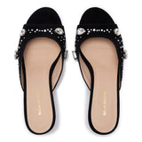 The Moment Peep Toe Kitten Heel - Black Suede/Clear Crystals