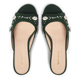 The Moment Peep Toe Kitten Heel - Forest Suede/Clear Crystals