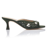 The Moment Peep Toe Kitten Heel - Forest Suede/Clear Crystals