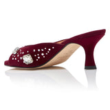 The Moment Peep Toe Kitten Heel - Burgundy Suede/Clear Crystals