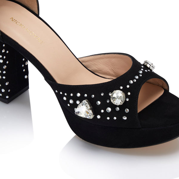 The Moment Platform - Black Suede/Clear Crystals