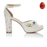 The Moment Platform - Ivory Suede/Multicolour Crystals