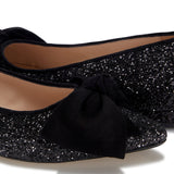 Flat Bow Shoe - Glitter Black