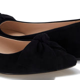 Flat Bow Shoe - Suede Black