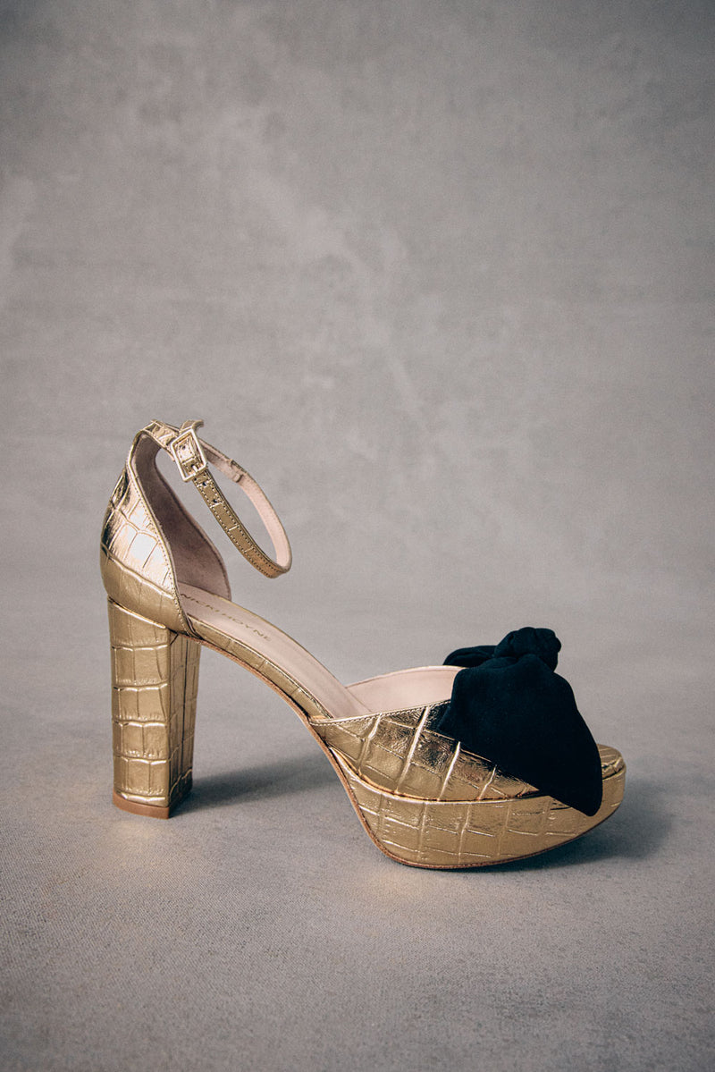 Bow Platform - Gold Croc/Black