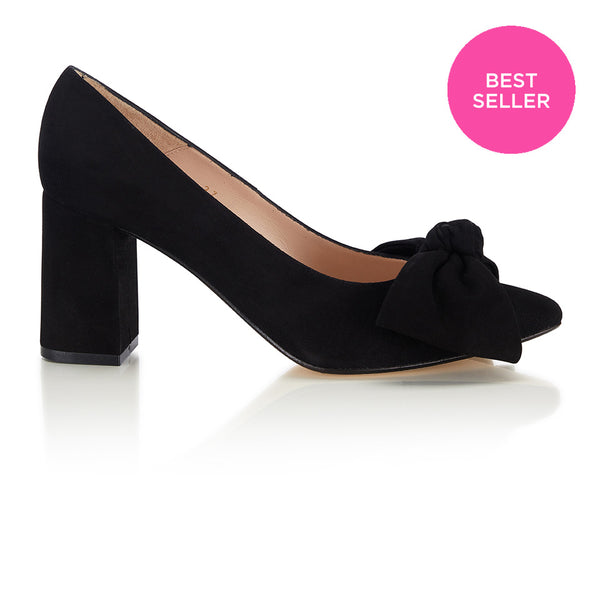 Bow Pump - Black Suede