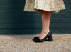 Bow Pump Heel - Black Glitter