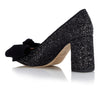 Bow Pump Heel - Black Glitter
