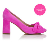 Oversized Bow Pump - Pink Suede