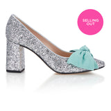 Oversized Bow Pump - Silver Glitter/Mint