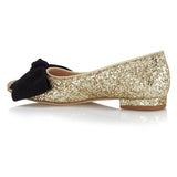 Flat Bow Shoe - Glitter Gold
