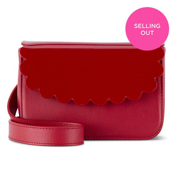 Scalloped Belt Bag - Patent Red