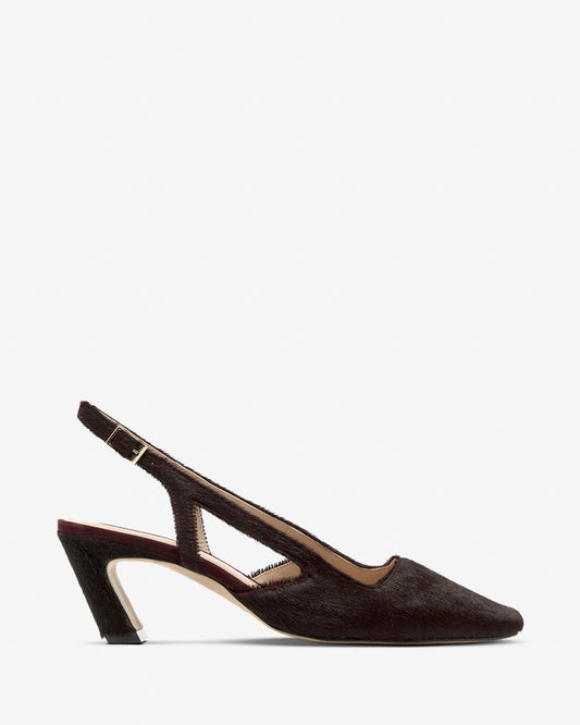 Sophie Slingback Kitten - Pony Hair Aubergine
