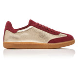 Sporty Trainer - Gold Python/Burgundy Suede