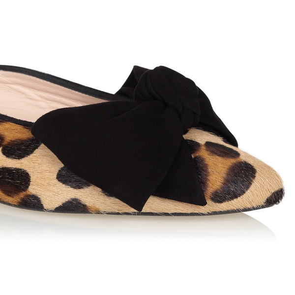 Flat Bow Slingback Shoe - Leopard Print