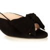 Bow Peep Toe Kitten Heel - Black
