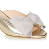 Bow Peep Toe Kitten Heel - Gold Python/Grey