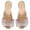 Bow Peep Toe Kitten Heel - Gold Python/Grey