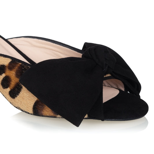 Bow Peep Toe Kitten Heel - Leopard