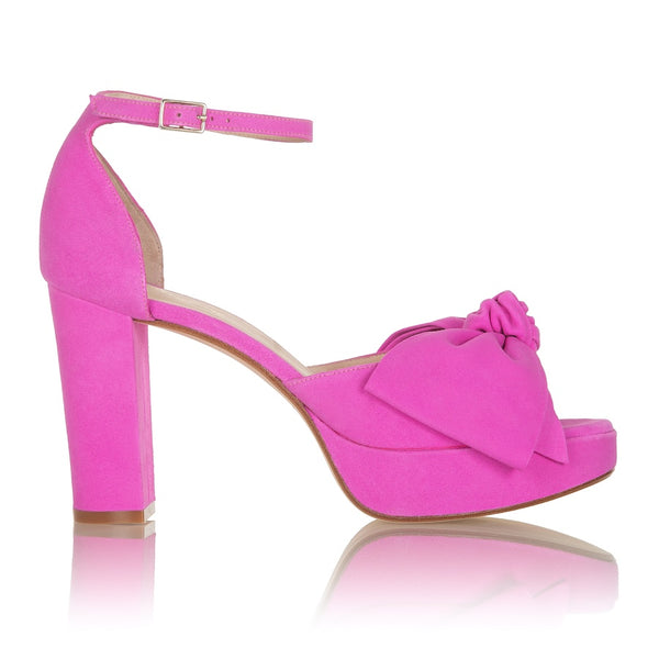 Oversized Bow Platform - Pink Suede