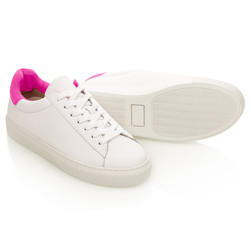 Classic Trainer - White/Neon Pink Suede