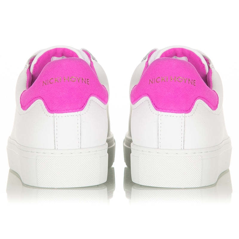 Classic Trainer - White/Neon Pink Suede