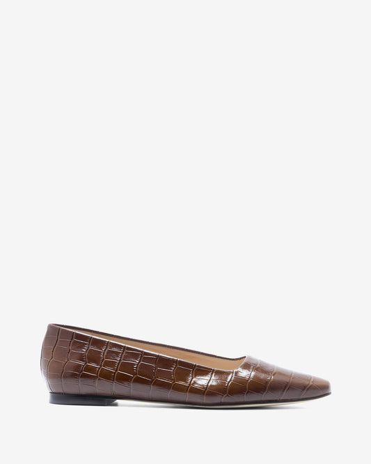 Margot Flat - Brown Croc